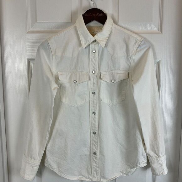 Rag And Bone Corbet Button Up Jean Shirt XS Vintage White Pearl Snaps Western N1 - Picture 4 of 12
